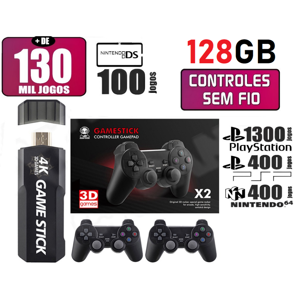 GAME STICK GD10 20 MIL JOGOS 2 CONTROLES SEM FIO