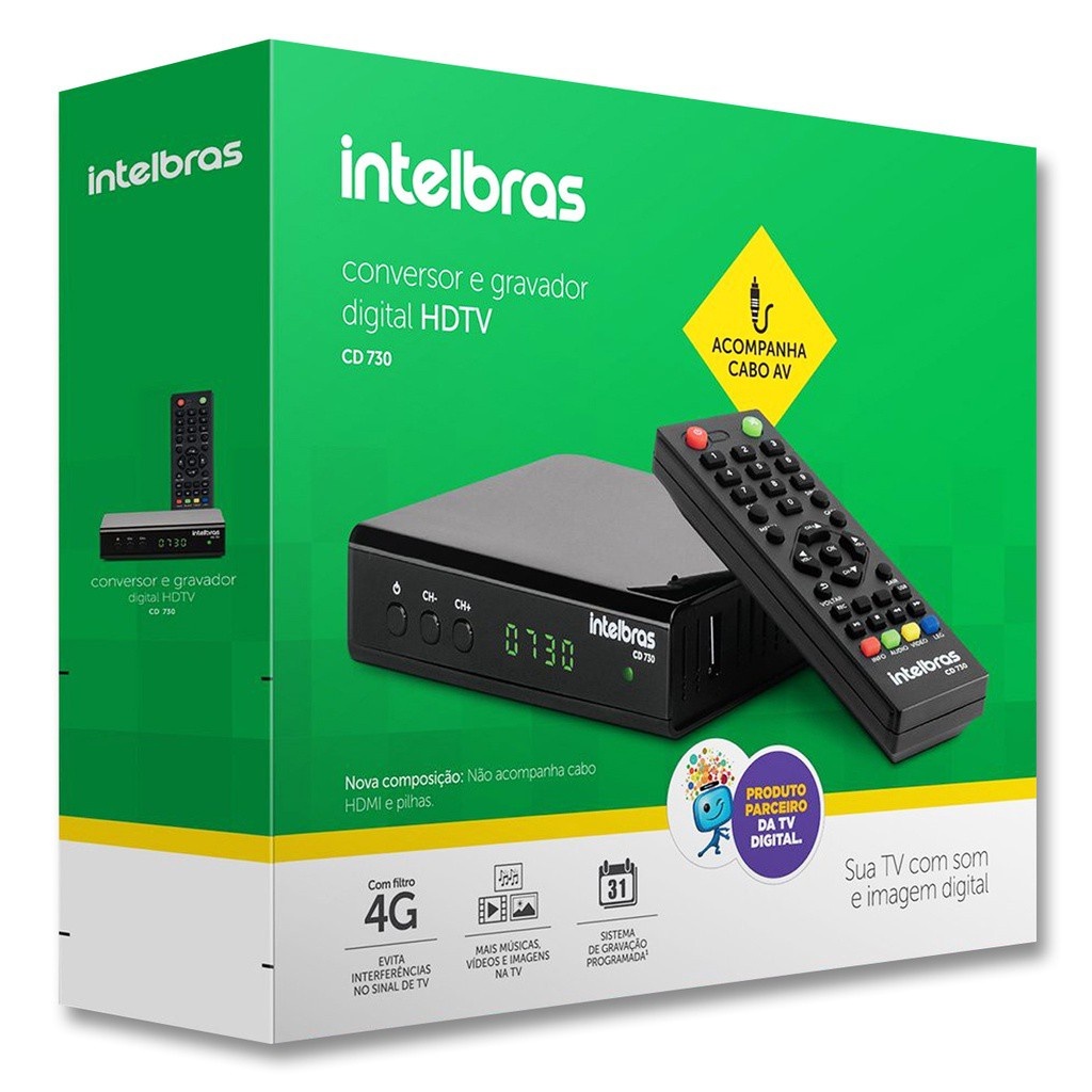 Conversor Digital Tv Hd E Gravador Intelbras Cd 730 Com Cabo AV para TV ...