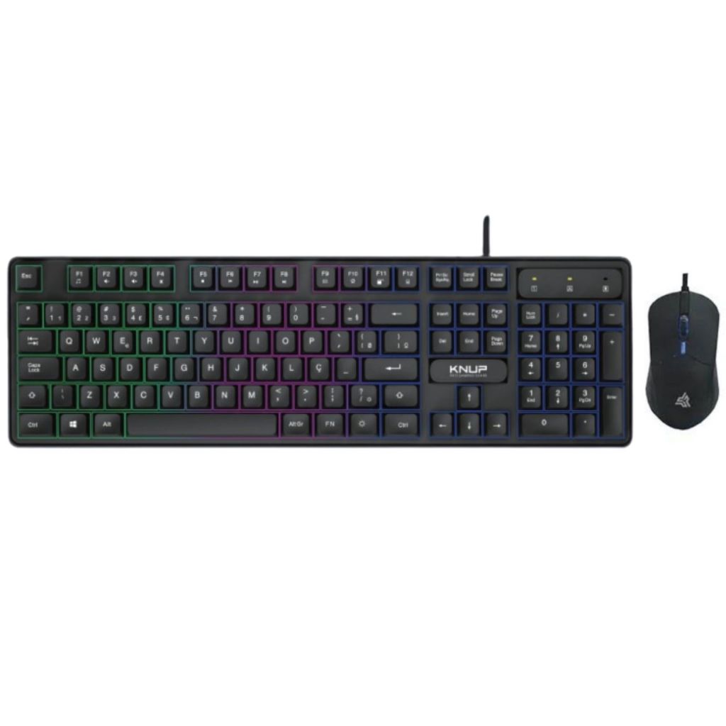 Kit Gamer Teclado Semi Mecânico + Mouse Usb Led Rgb Iluminado Jogos Pc