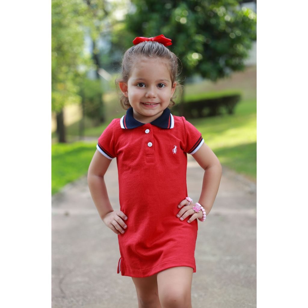 Vestido polo vermelho hot sale infantil