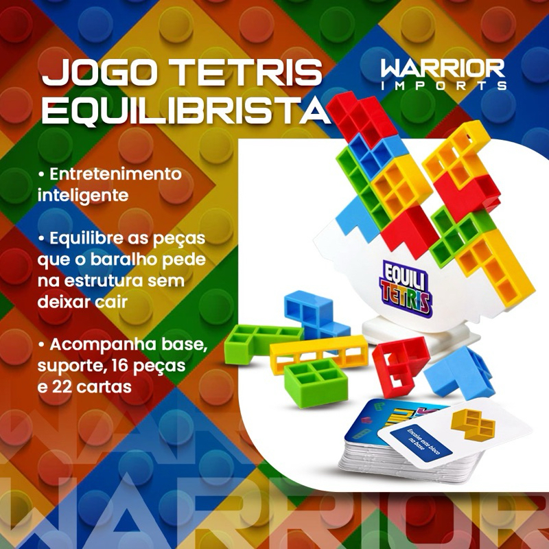 Jogo para Familia Tetris Brinquedo Crianca Jogo Educativo Equilibrista tetris Jogo de Equilibrar