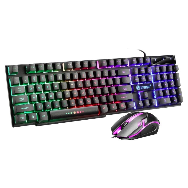 Kit Teclado Semi Mecânico + Mouse Gamer 3200dpi Rgb Led M300