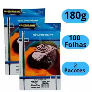 Papel Fotográfico 180G Glossy A4 À Prova D