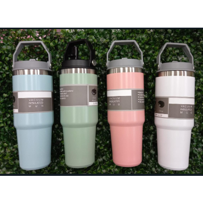 Garrafa Térmica Squeeze Térmico 900ml c/ canudo alça bico água gelado/quente parede dupla