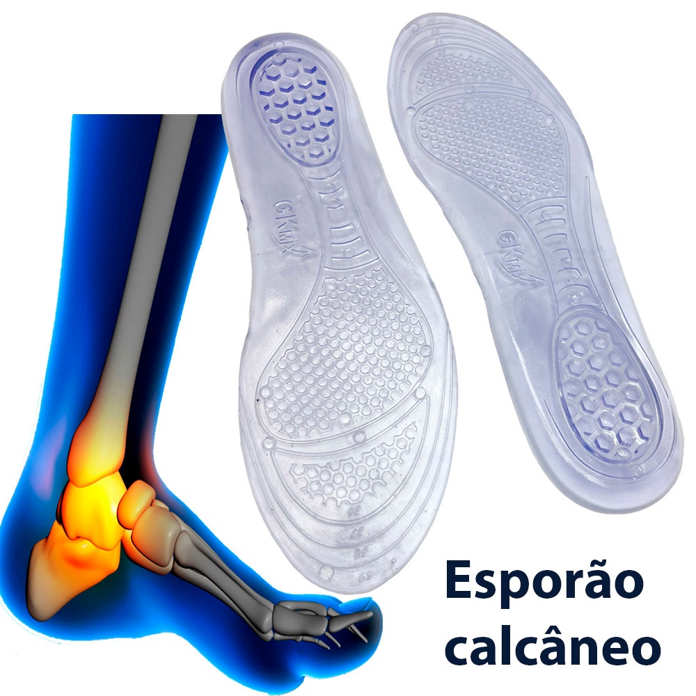 Par de Palmilha Ortopédica Gel Silicone Contra dores, Esporão, Fascite ...
