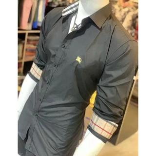 Camisa Social B URBERRY Masculina Slim Fit Manga Longa Clássica