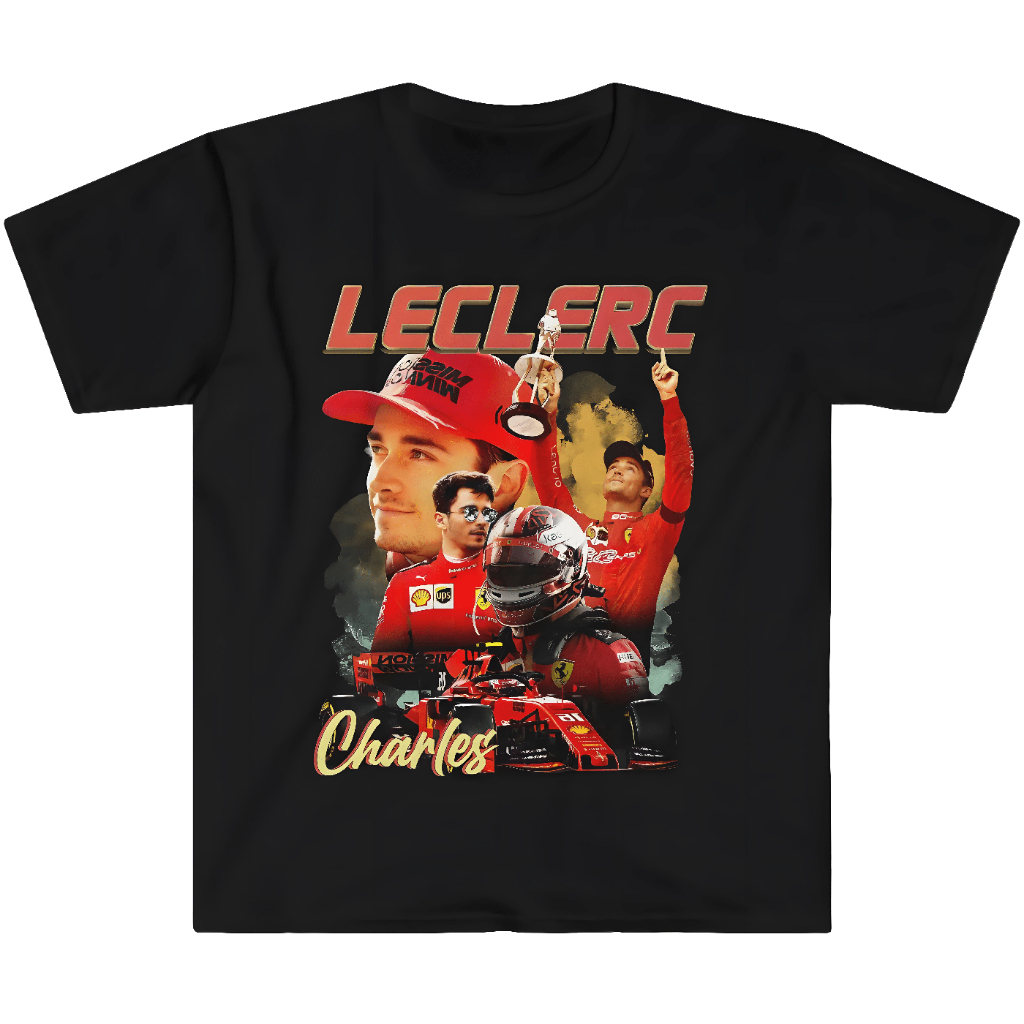 Camiseta Charles Leclerc Bootleg Poster Ferrari F1 Formula 1 FIA