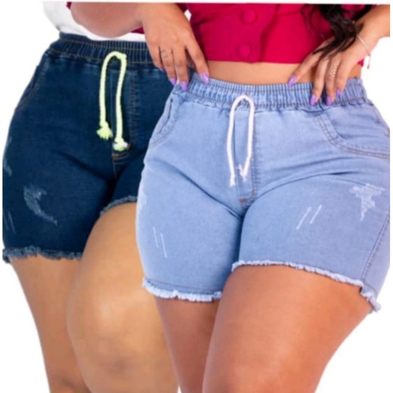 kit 2 shorts jeans plus size feminino com Lycra elastano levanta o bumbum