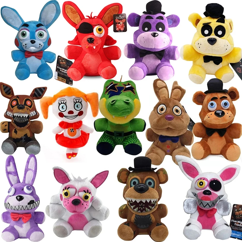 25 cm Fnaf Boneca De Pelúcia Urso Freddy Foxy Chica Bonnie Stuffed Plush  Toys Kid Crianças Bonecas Crianças Brinquedo