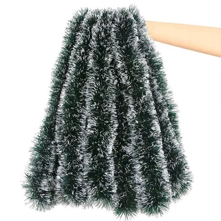 Festão De Natal Verde Nevada Decoração Arvore De Natal Fosco 10cm x 2m