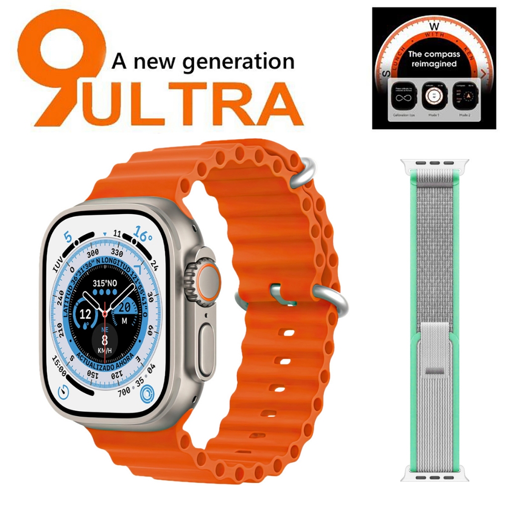 Relógio Ultra 9 2023 Novo Inteligente watch 9 Ultra Série 9 Bússola 2.2 Tela IP68 49mm GPS Homens De Pista IWO Smartwatch