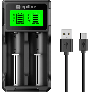 Carregador Universal USB da EPILHAS inteligente p/ 2 pilhas de Íon de Lítio / Ni-MH, modelo EP-02LN