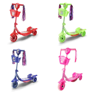 Patinete Infantil Brinquedo Criança Cestinha Parque Passeio 3 Rodas