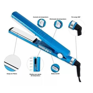 Prancha Chapinha Alisadora de Cabelo Profissional Nano Titanium 110 220 Volts Bivolt 450°F