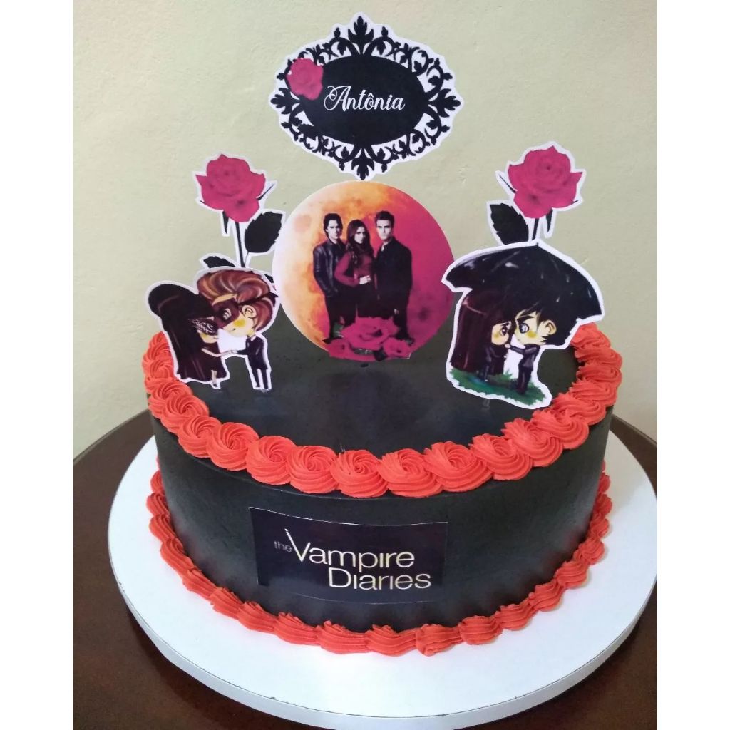 Topo Topper de bolo The vampires diaries personalizado | Shopee Brasil