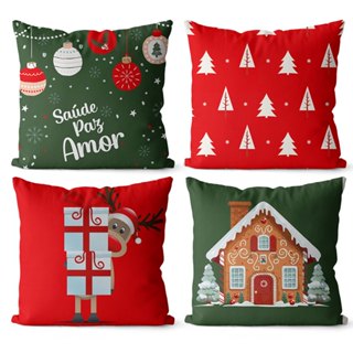 KIT 4 CAPAS DE ALMOFADAS PARA O NATAL - SAÚDE PAZ E AMOR