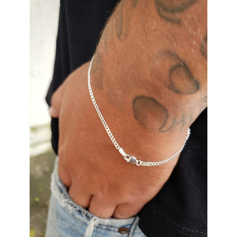 pulseira prata 925 legítima grumet 2.2mm 21cm cm garantia