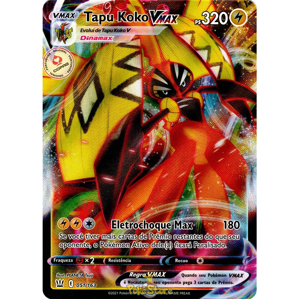 Original Carta Pokemon Lendaria ultra rara Tapu Koko V em Promoção