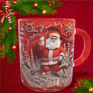 Caneca De Porcelana Com Efeito Em 3D Natal 325ml