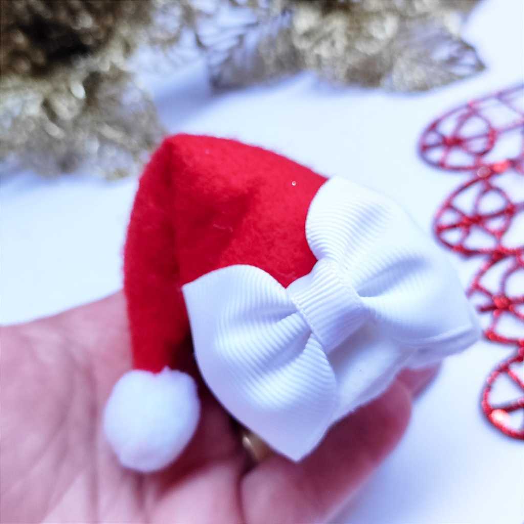 LAÇO GORRO DE PAPAI NOEL - NA FAIXA DE BEBÊ OU NO BICO DE PATO, LAÇO DE NATAL, LACINHO NATALINO, TIARA DE FESTA DE FINAL DE ANO, ACESSORIOS INFANTIL, BEBÊ, FAIXINHA PARA RN