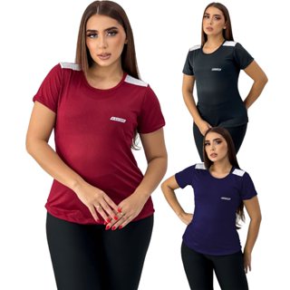 Kit 3 Blusas Feminina Dry Fit Camiseta Academia Camisa Fitness Malhação  Caminhada Esportes