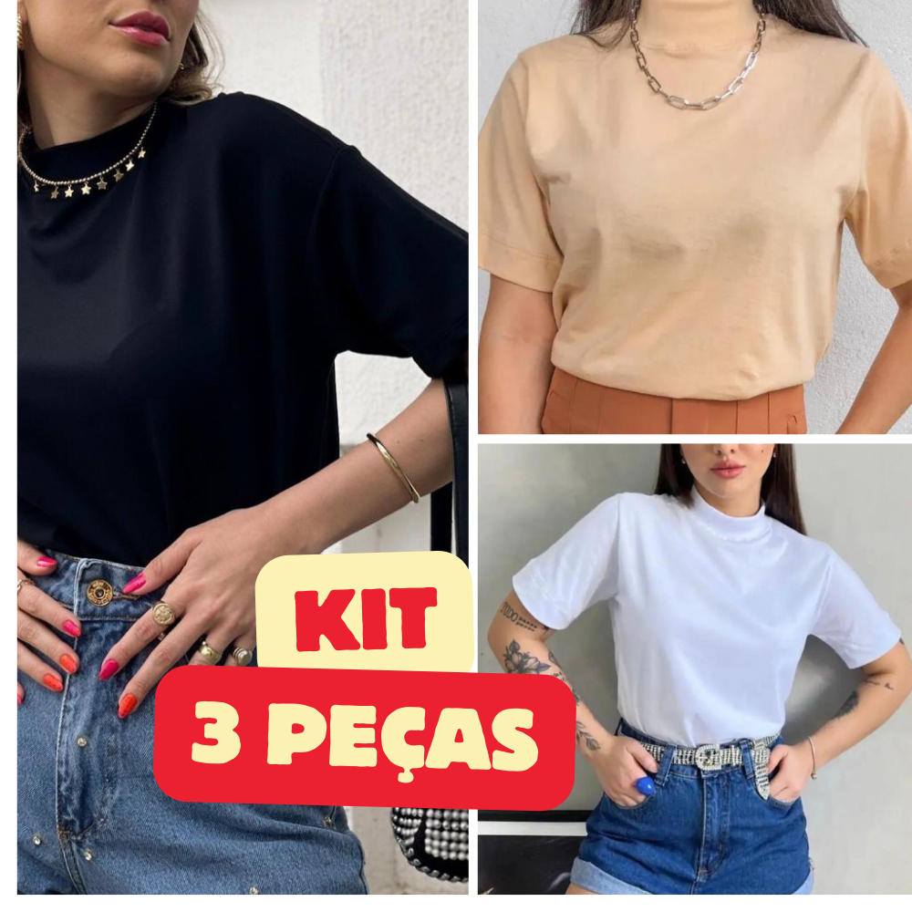 Kit 3 Peças Blusa nuvem crepe feminina com boje roupa barata modinha do  verão Blusinha Blogueira