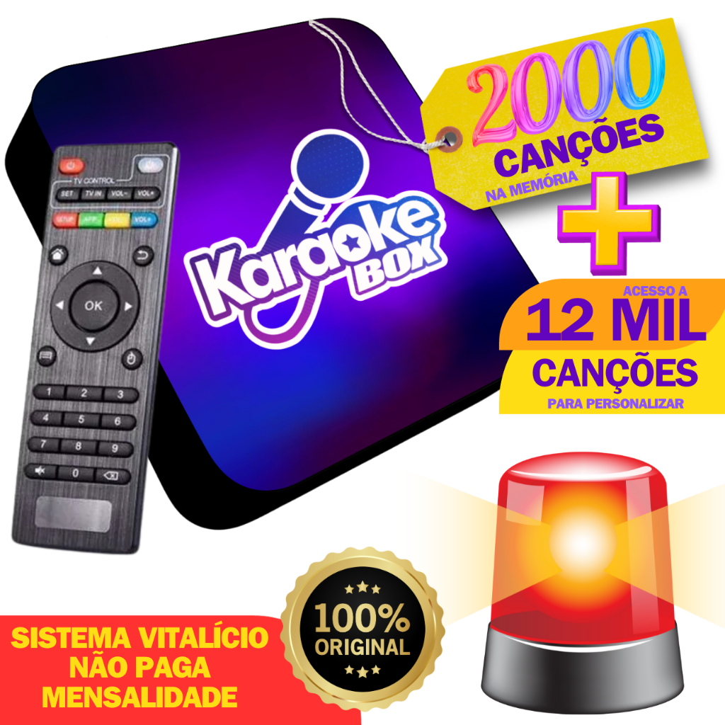 Aparelho De karaoke Com Pontuação Sistema Original KaraokeBOX + 2000 Músicas + 12 Mil P/ Personalizar