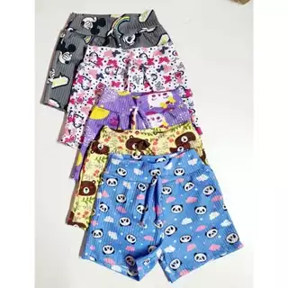 Kit 5 Short Infantil Feminino de Malha Canelada Estampado e Liso Verao Roupa De Menina