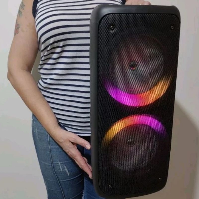 caixa de som potente amplificada estilo JBL 200w a top super bass entrada microfone