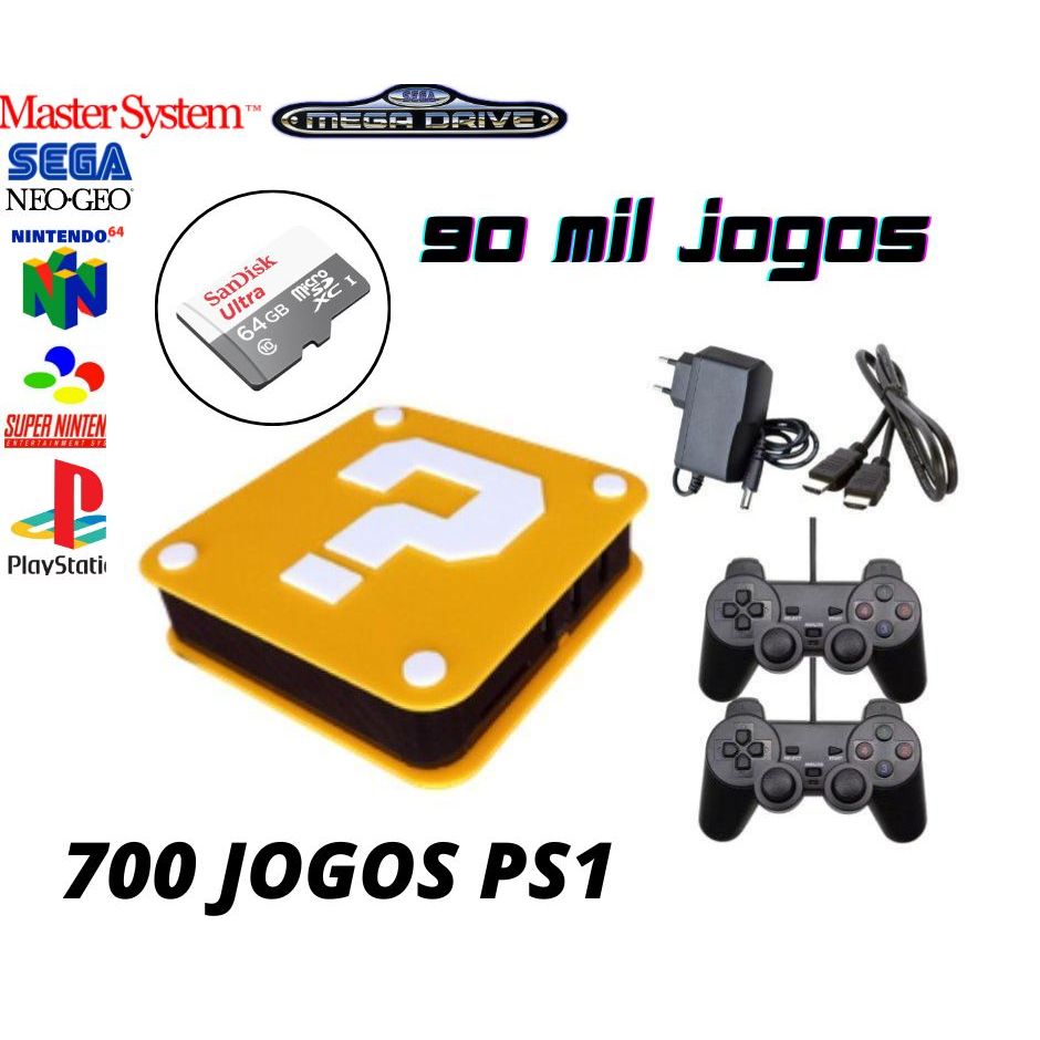 Vídeo Game Retro 93.000 mil Jogos 2 Controles Console de jogos 64GB :  : Eletrônicos