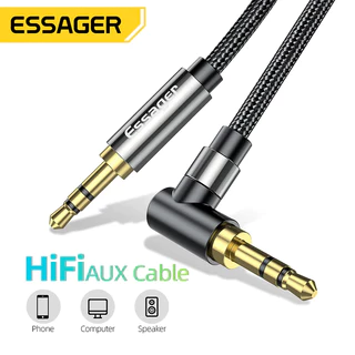 Cabo de Áudio Plug 90º 1.5m Auxiliar P2 x P2 Estéreo Essager