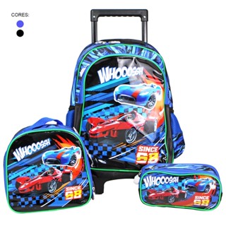 Kit Escolar Infantil Masculino Mochila Rodinhas Estudante Lancheira Estojo