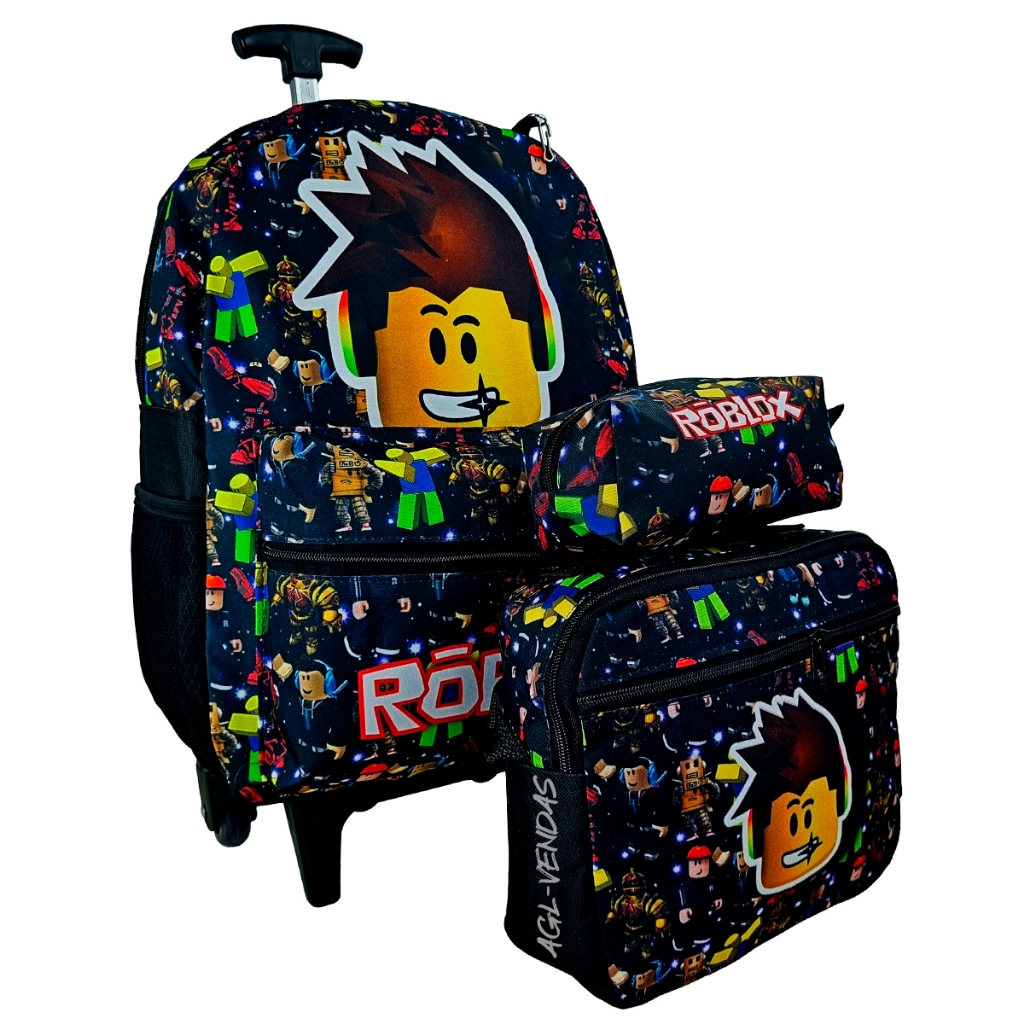 KIT MOCHILA ESCOLAR JUVENIL DE RODINHAS DO ROBLOX SPACE PC GAME MOCHILA LANCHEIRA ESTOJO Shopee Brasil