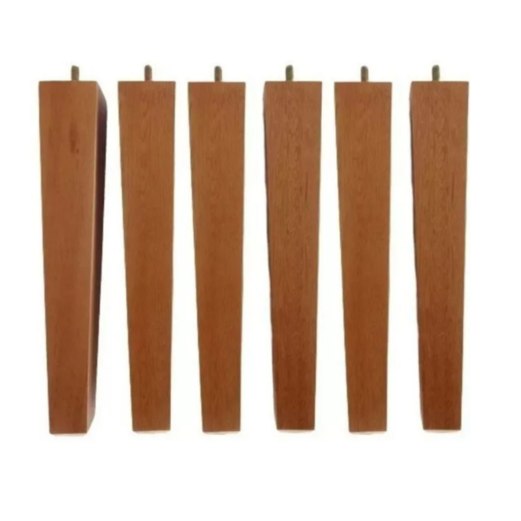 Kit 06 Pés Palito Trapezio 40cm Castanho Para Poltrona Ou Puf