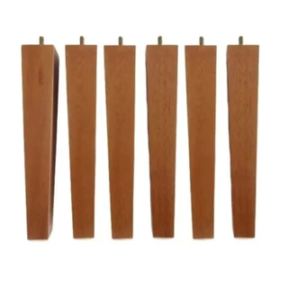 Kit 06 Pés Palito Trapezio 40cm Castanho Para Poltrona Ou Puf