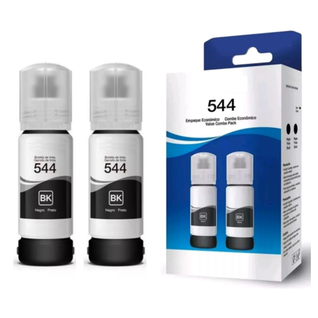 Kit 2 Refil Tinta T544 Preta para impressora L3150 L3110 L5190 L3250 L3210 5190 3150 3110 Novo
