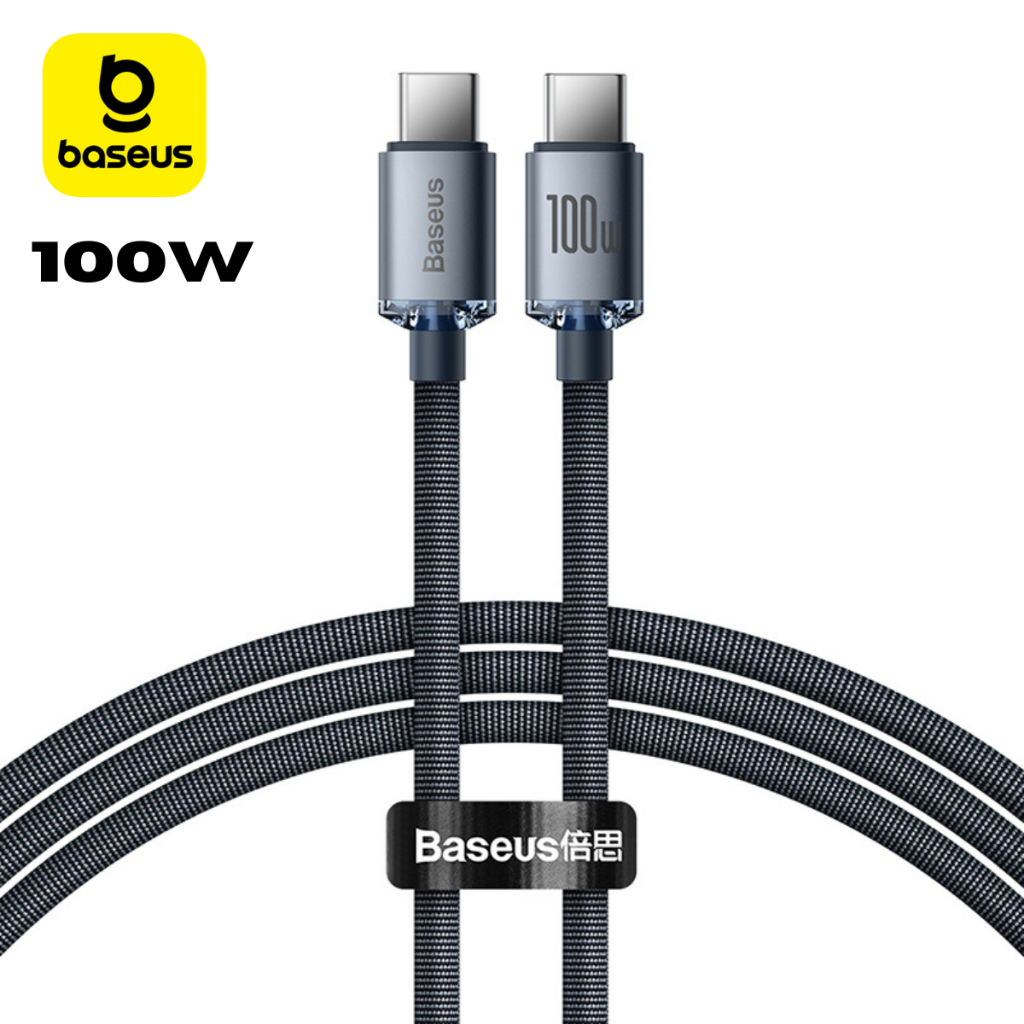 Baseus Cabo Turbo 100w Crystal Shine Tipo-C USB-C 1,2 Metros Preto