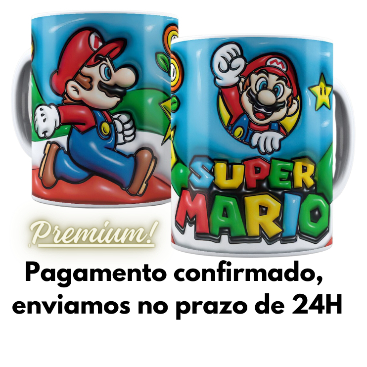 Caneca personalizada de porcelana / cerâmica 325ml - coleção de canecas Super Mario Efeito 3D