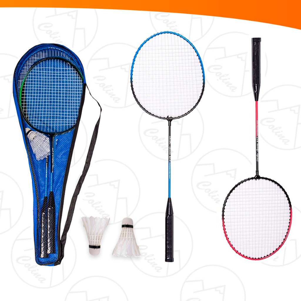 Kit Badminton Completo Com 2 Raquetes E 2 Petecas Com Bolsa Cores Sortidas