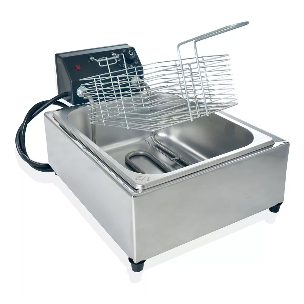 Fritadeira 5 Litros Aço Inox C/ Tampa Profissional