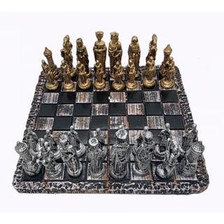 Tabuleiro de xadrez Medieval completo com caixa ara guardar as