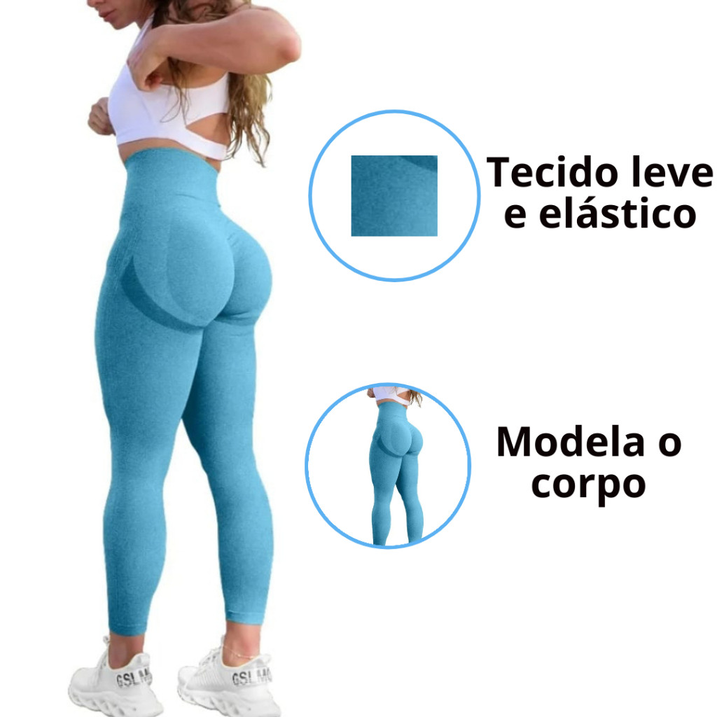 Calça Legging Empina Bumbum Elástica Cintura Alta Esportiva Feminina Sem Costura