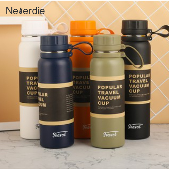 Garrafa Térmica Compacta 800 Ml Aço Inox Com Tampa E Alça Camping