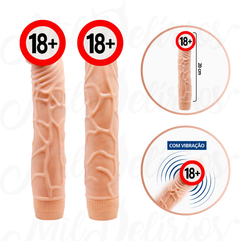 Pênis de Borracha Prótese Grande e Grosso com Vibrador Dildo 19,5cm x 4cm |  Shopee Brasil