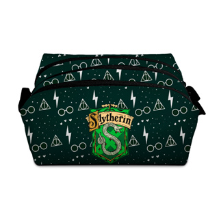 Estojo Escolar Triplo 3 compartimentos Harry Potter Casas de Hogwarts Sonserina