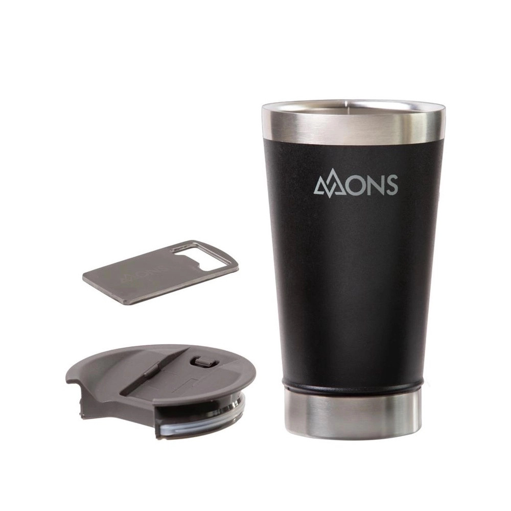 COPO TERMICO MONS EM AÇO INOX COM TAMPA - 473ML - PRETO