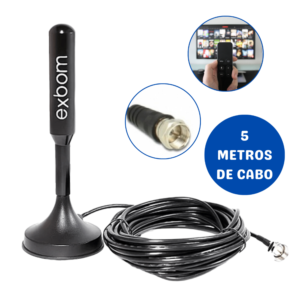 Antena Digital Amplificada Antena Para TV Com Cabo 5 Metros Antena ...