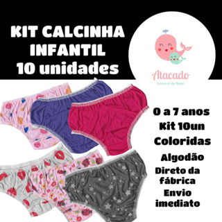 Calcinha infantil kit 10 un 100% Algodão 1 a 7 anos MENINA kit calcinha bebe