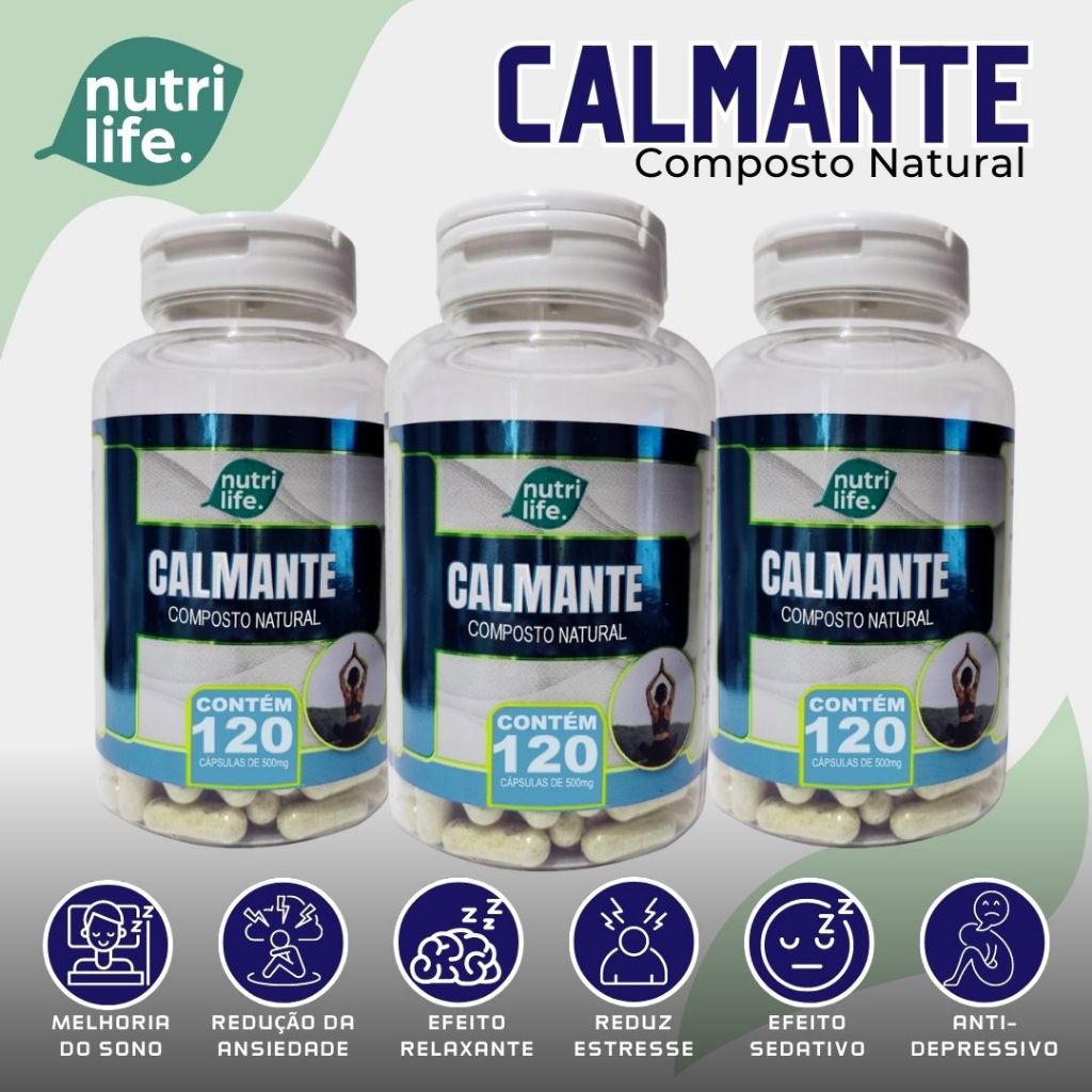3 un - Calmante Composto Natural 120Caps 500Mg | Shopee Brasil