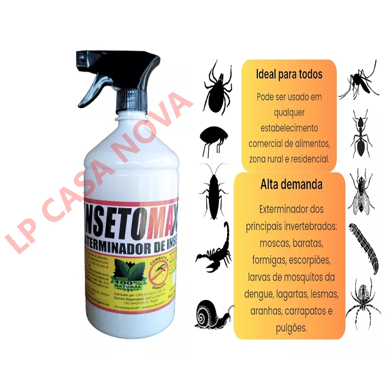 insetomaxx exterminador 500ml Mata Insetos Percevejos Lacraias 100% Natural